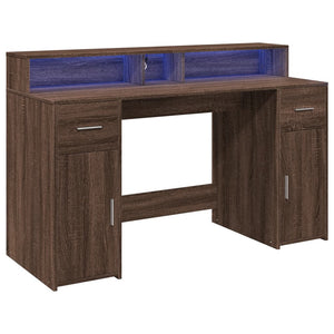 LED Schreibtisch Braun Eiche Optik 140 cm