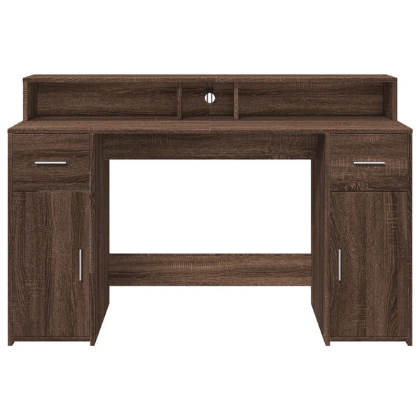 LED Schreibtisch Braun Eiche Optik 140 cm