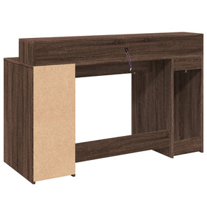 LED Schreibtisch Braun Eiche Optik 140 cm