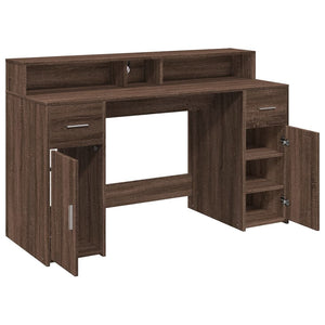 LED Schreibtisch Braun Eiche Optik 140 cm