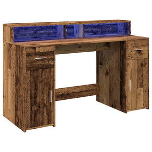 LED Schreibtisch Altholz-Optik 140 cm