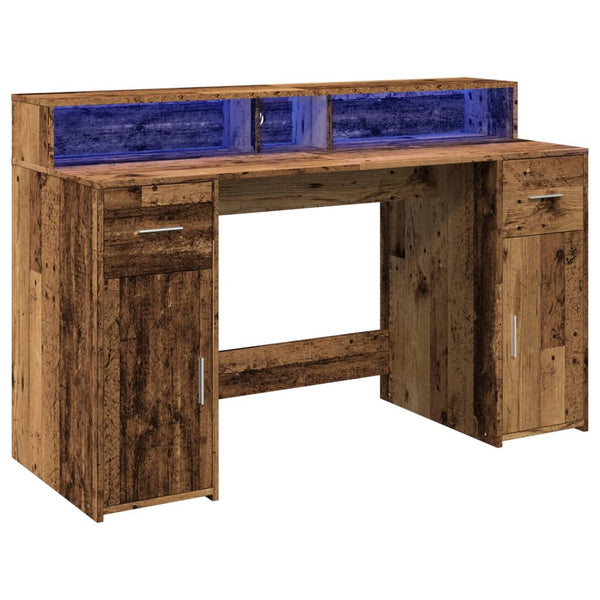 LED Schreibtisch Altholz-Optik 140 cm