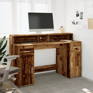 LED Schreibtisch Altholz-Optik 140 cm
