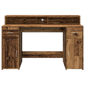 LED Schreibtisch Altholz-Optik 140 cm