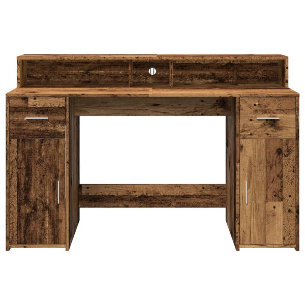 LED Schreibtisch Altholz-Optik 140 cm
