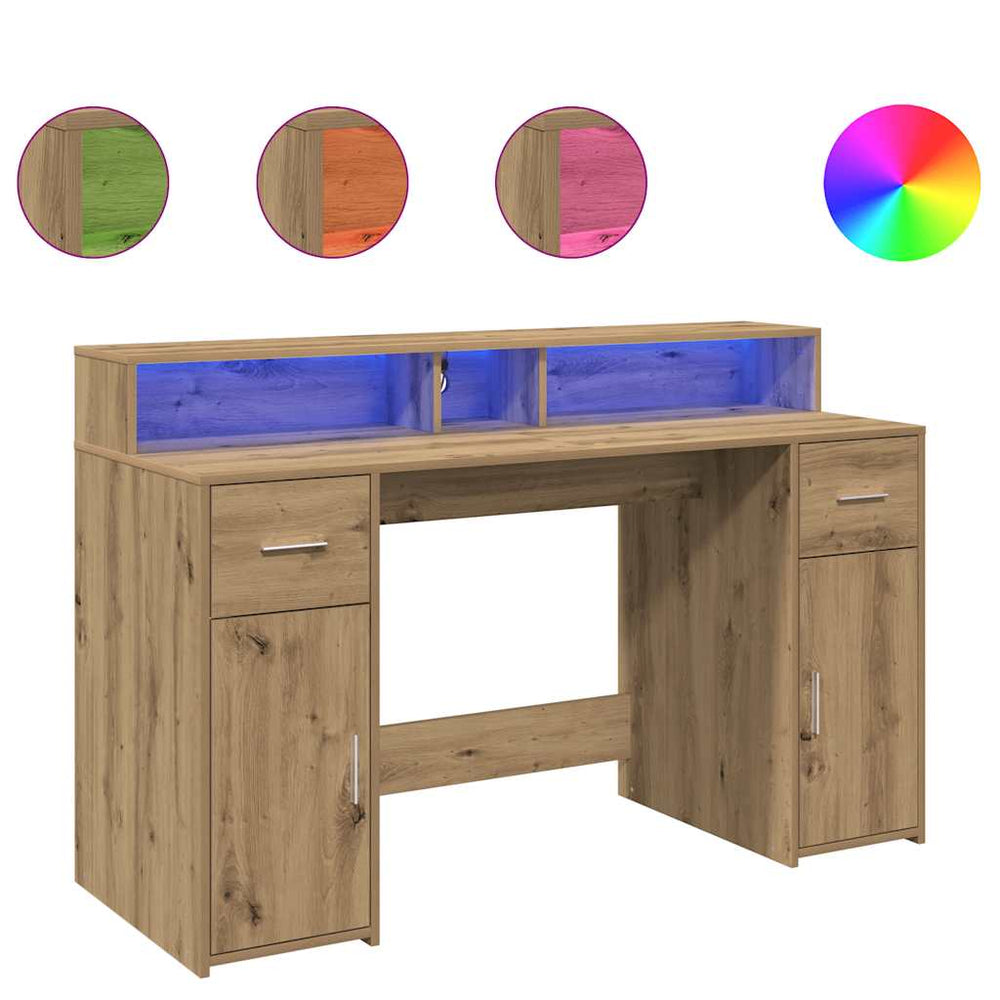 LED Schreibtisch Artisan Eiche 140 cm