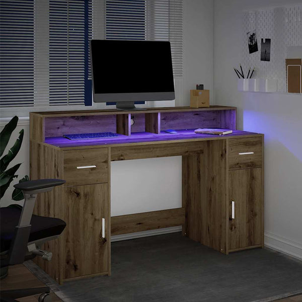 LED Schreibtisch Artisan Eiche 140 cm