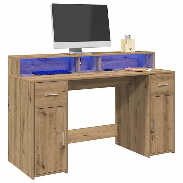 LED Schreibtisch Artisan Eiche 140 cm