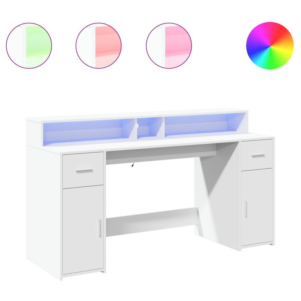LED Schreibtisch Weiß 160 cm