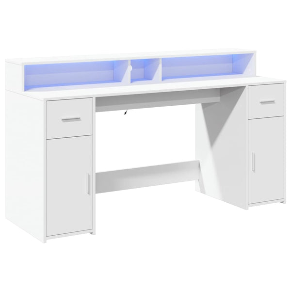 LED Schreibtisch Weiß 160 cm