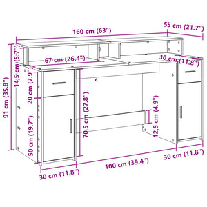 LED Schreibtisch Weiß 160 cm