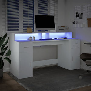 LED Schreibtisch Weiß 160 cm