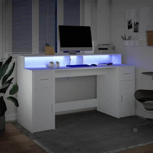 LED Schreibtisch Weiß 160 cm