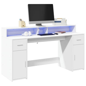 LED Schreibtisch Weiß 160 cm