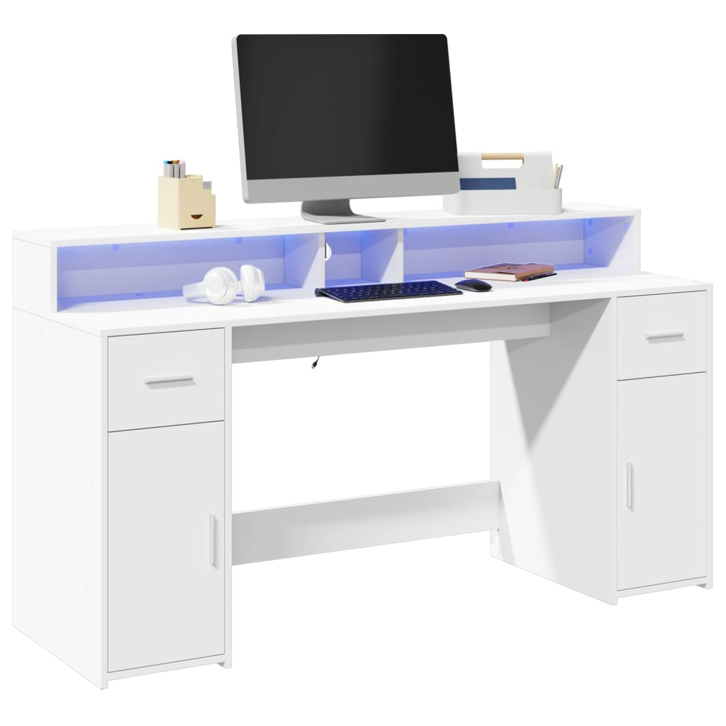 LED Schreibtisch Weiß 160 cm