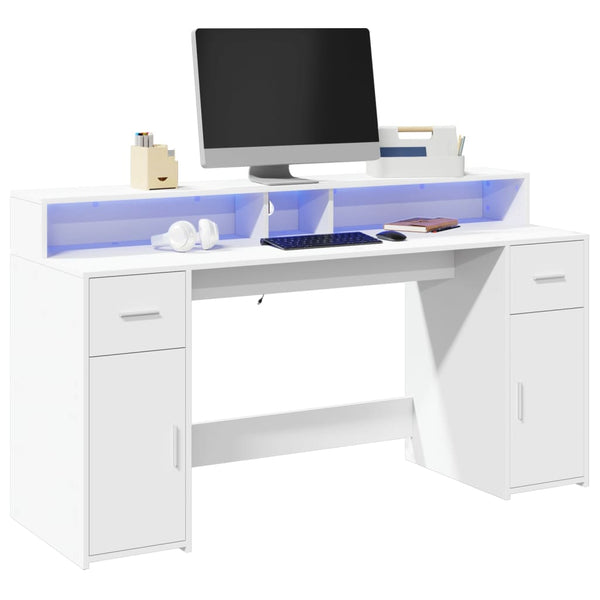 LED Schreibtisch Weiß 160 cm