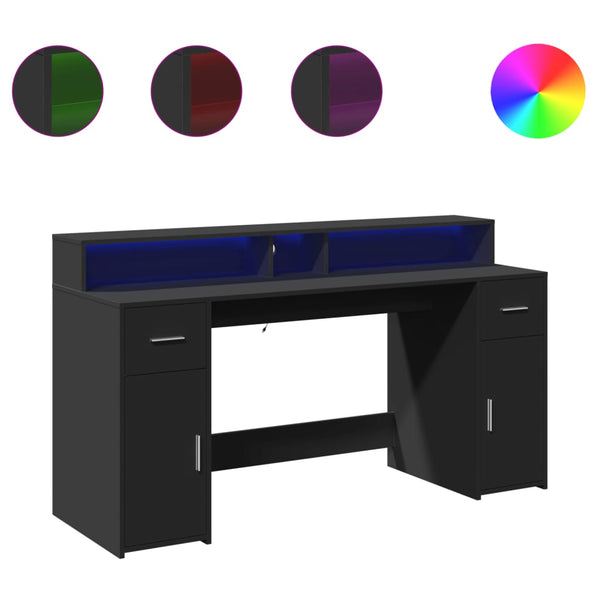 LED Schreibtisch Schwarz 160 cm