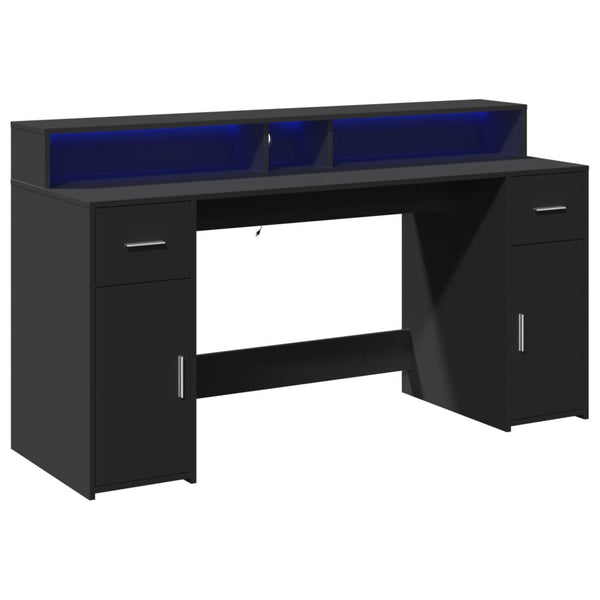 LED Schreibtisch Schwarz 160 cm