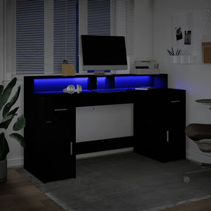 LED Schreibtisch Schwarz 160 cm