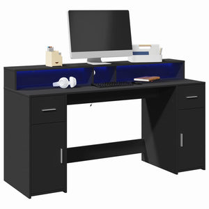 LED Schreibtisch Schwarz 160 cm