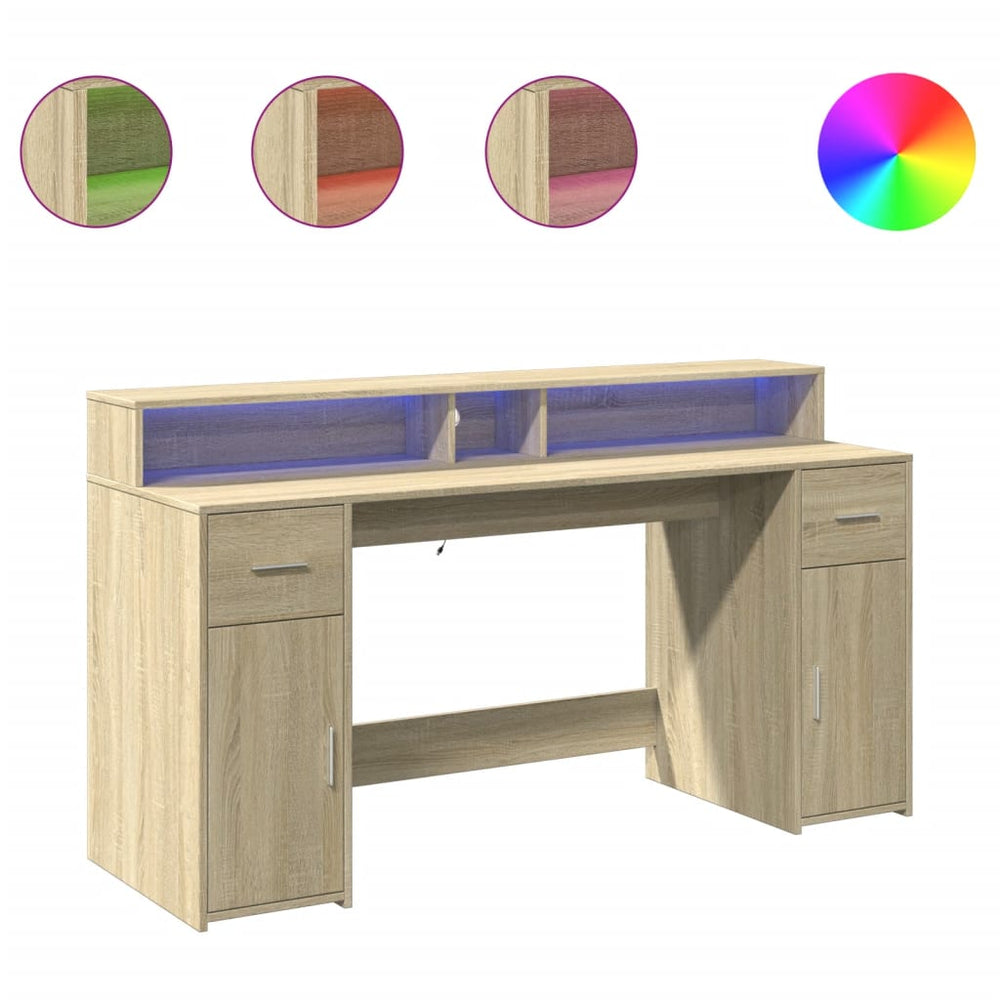 LED Schreibtisch Sonoma Eiche 160 cm