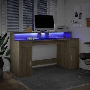 LED Schreibtisch Sonoma Eiche 160 cm