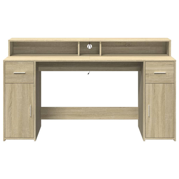 LED Schreibtisch Sonoma Eiche 160 cm