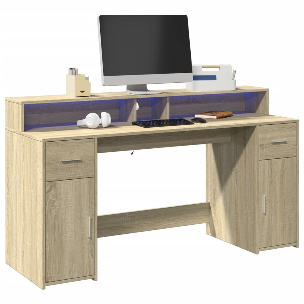 LED Schreibtisch Sonoma Eiche 160 cm