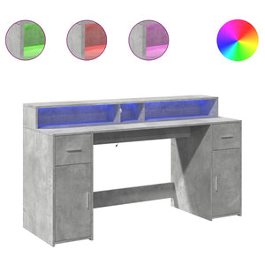 LED Schreibtisch Betongrau 160cm