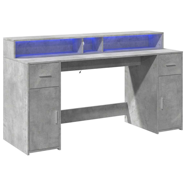 LED Schreibtisch Betongrau 160cm