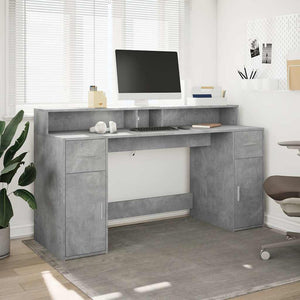 LED Schreibtisch Betongrau 160cm