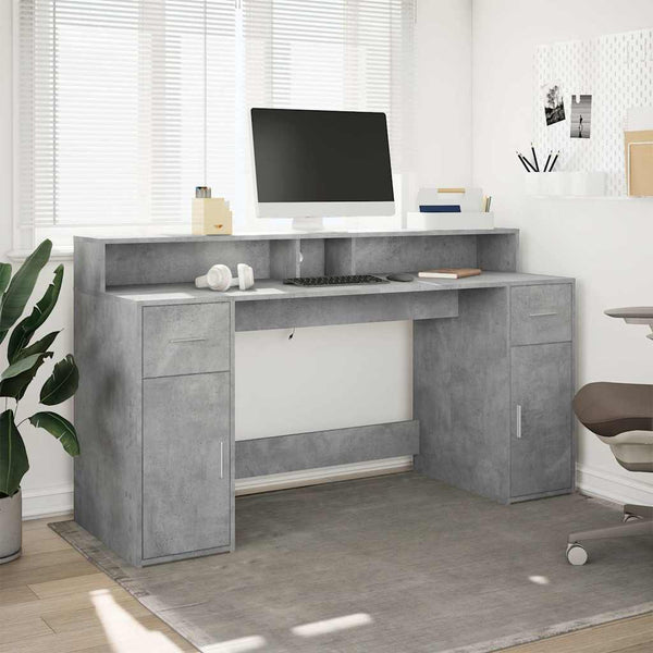 LED Schreibtisch Betongrau 160cm