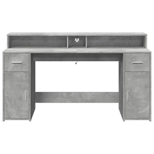 LED Schreibtisch Betongrau 160cm
