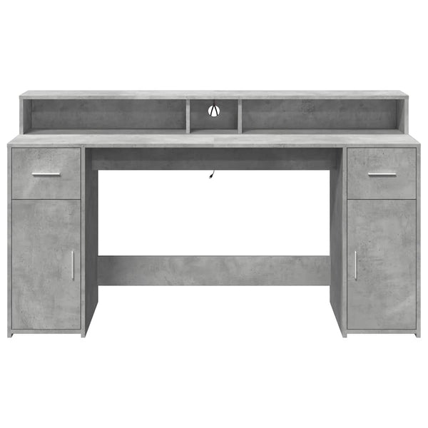 LED Schreibtisch Betongrau 160cm