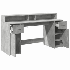 LED Schreibtisch Betongrau 160cm