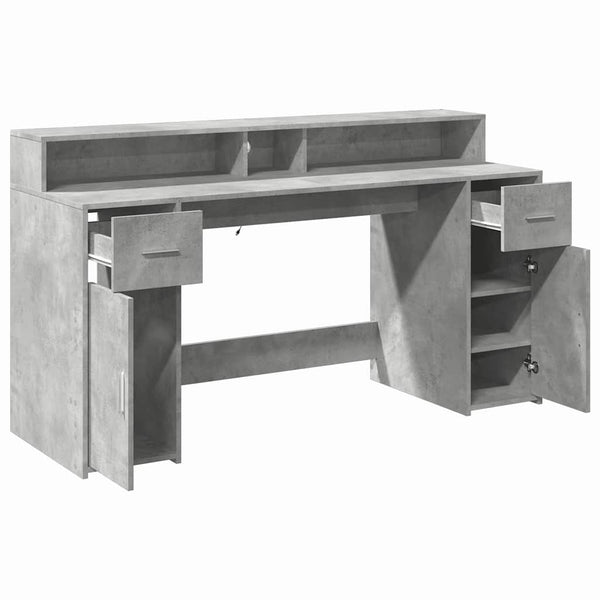 LED Schreibtisch Betongrau 160cm