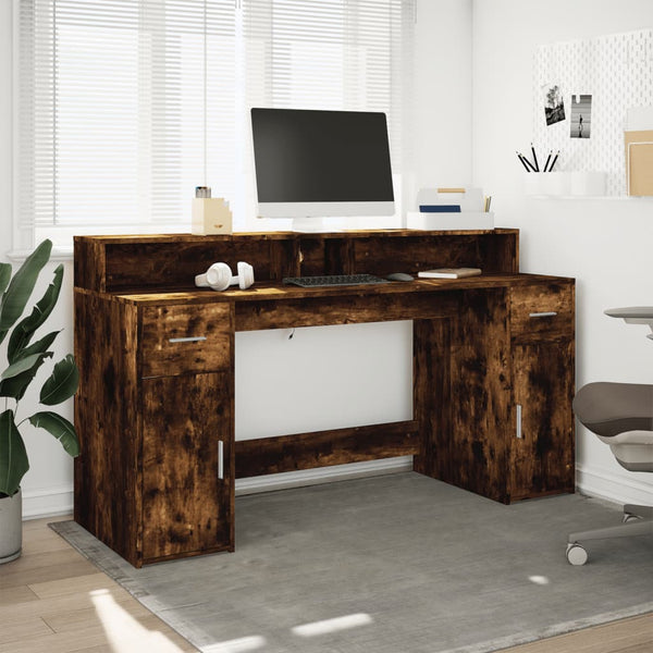 LED Schreibtisch Räuchereiche 160 cm