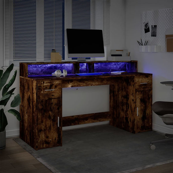 LED Schreibtisch Räuchereiche 160 cm