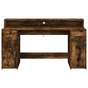 LED Schreibtisch Räuchereiche 160 cm
