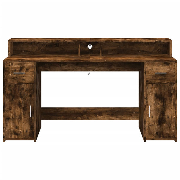 LED Schreibtisch Räuchereiche 160 cm