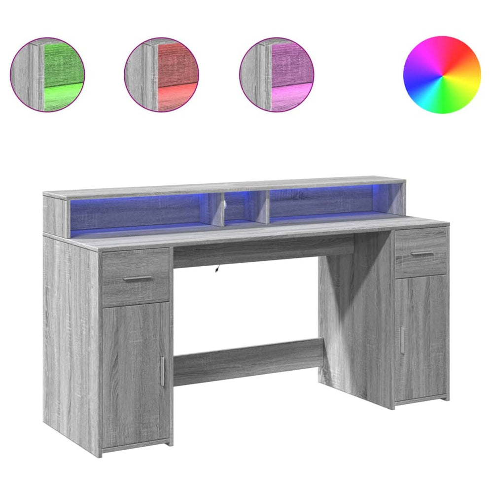 LED Schreibtisch Grau Sonoma 160 cm