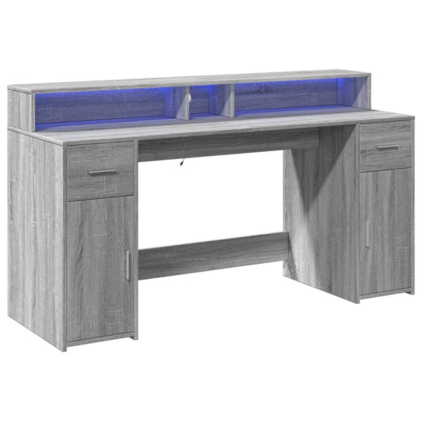 LED Schreibtisch Grau Sonoma 160 cm