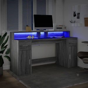 LED Schreibtisch Grau Sonoma 160 cm