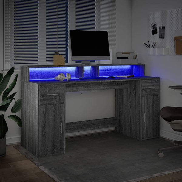 LED Schreibtisch Grau Sonoma 160 cm