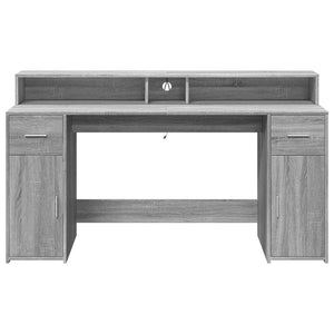 LED Schreibtisch Grau Sonoma 160 cm