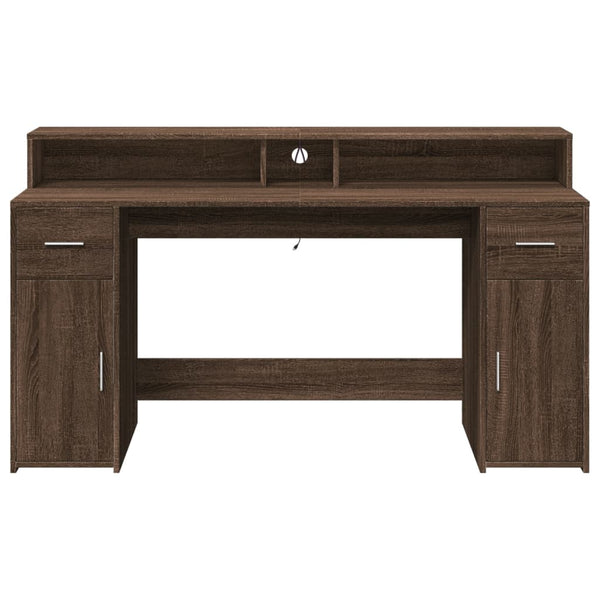 LED Schreibtisch Braun Eichenoptik 160 cm