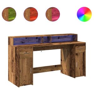 LED Schreibtisch Altholz-Optik 160cm