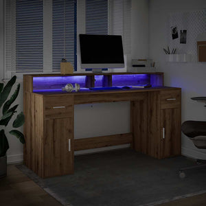 LED-Schreibtisch Artisan Eiche 160 cm