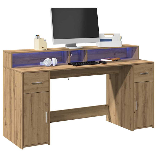 LED-Schreibtisch Artisan Eiche 160 cm