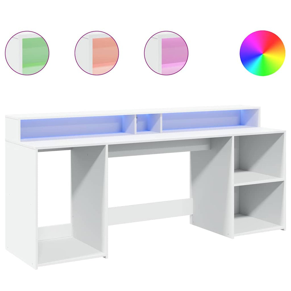 LED Schreibtisch Weiß 200 cm